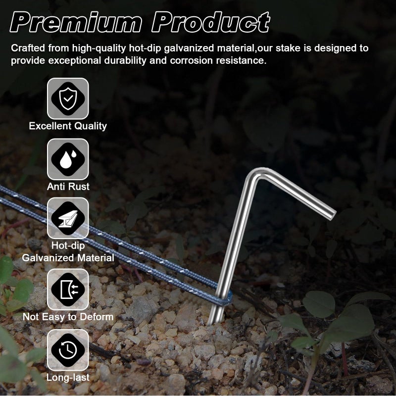 FEED GARDEN 7 Inch Tent Stakes 18 Pack Yard Inflatable Stakes for Outdoor Decorations Metal Pegs Heavy Duty Garden Hooks Camping Tent Spikes for Canopies  Tarp and Outdoor Christmas Decorations - Image 4